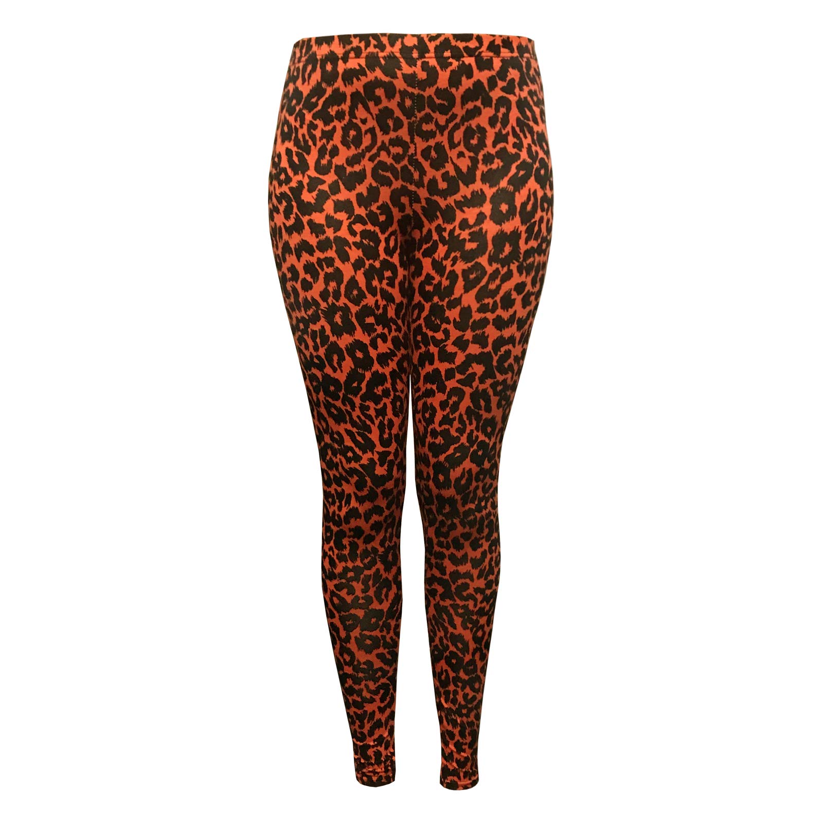 Missloved ™ Ladies Womens Animal Orange Leopard All Over Print Stretchy Leggings UK 8-26 (S/M to fit UK 8-10, Orange Leopard)