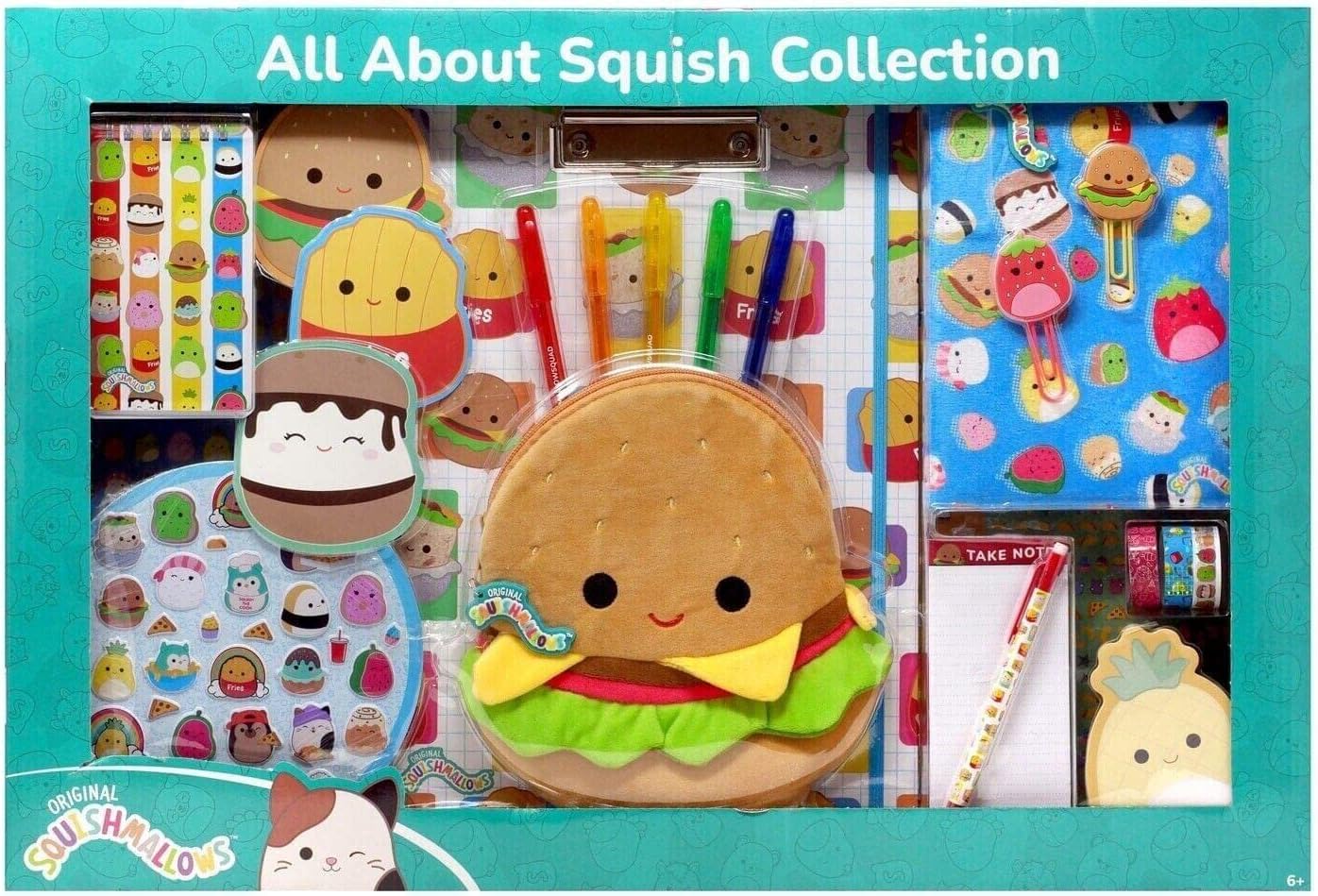 Fashion Angels Squishmallows All About Carl The Cheeseburger Stationery Set – Includes Carl Pencil Pouch - 1200+ Squishmallows Stickers - Activity Journal - 5 Gel Pens, Sticky Notes and More!