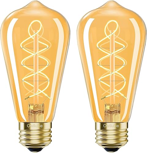 Miniatura 11 de Bombilla LED E26 Owilukie de 4W Equivalente a 40 vatios, Bombillas Edison Vintage, Blanco Cálido 2200K Ámbar Bombilla Edison E26 Regulable, Bombilla