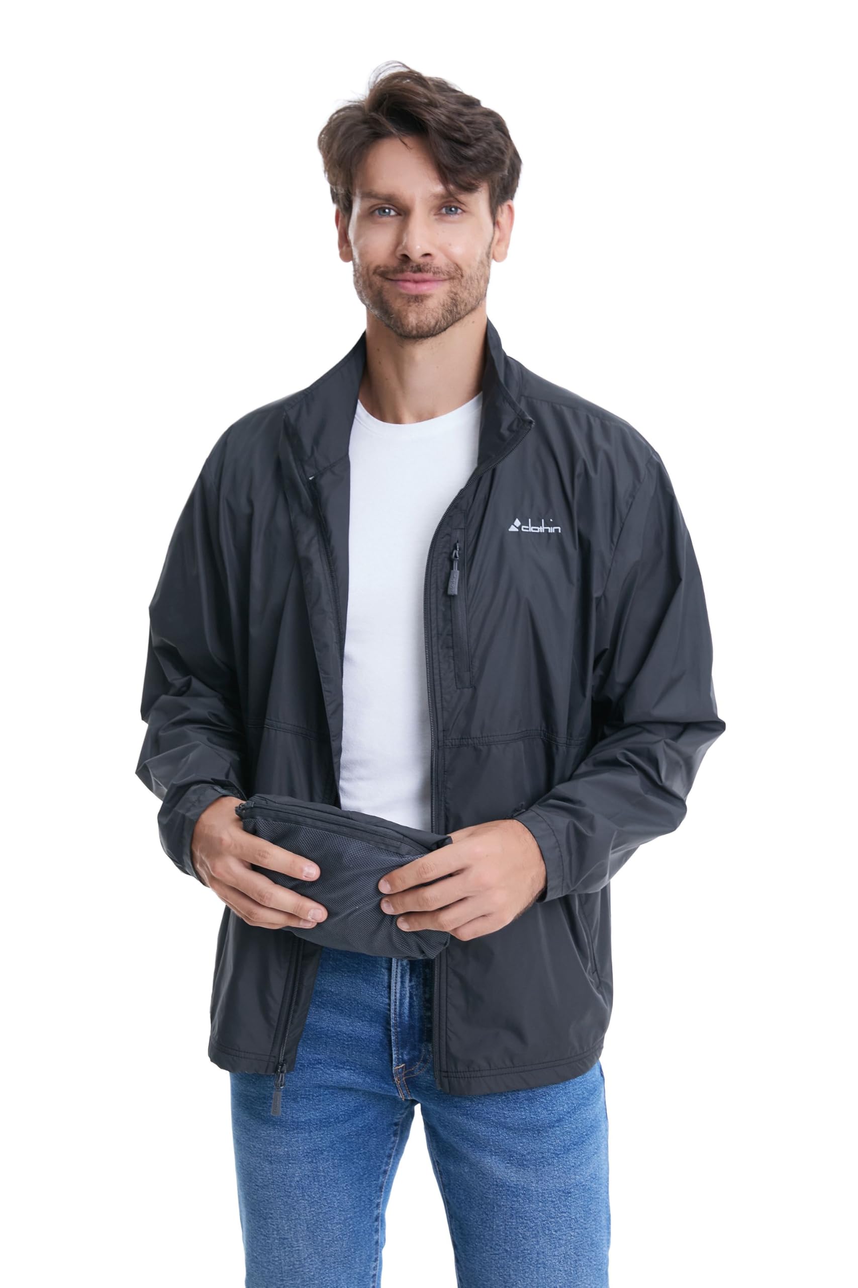 clothin Chaqueta cortavientos ligera para hombre, resistente al agua, para senderismo, ciclismo al aire libre