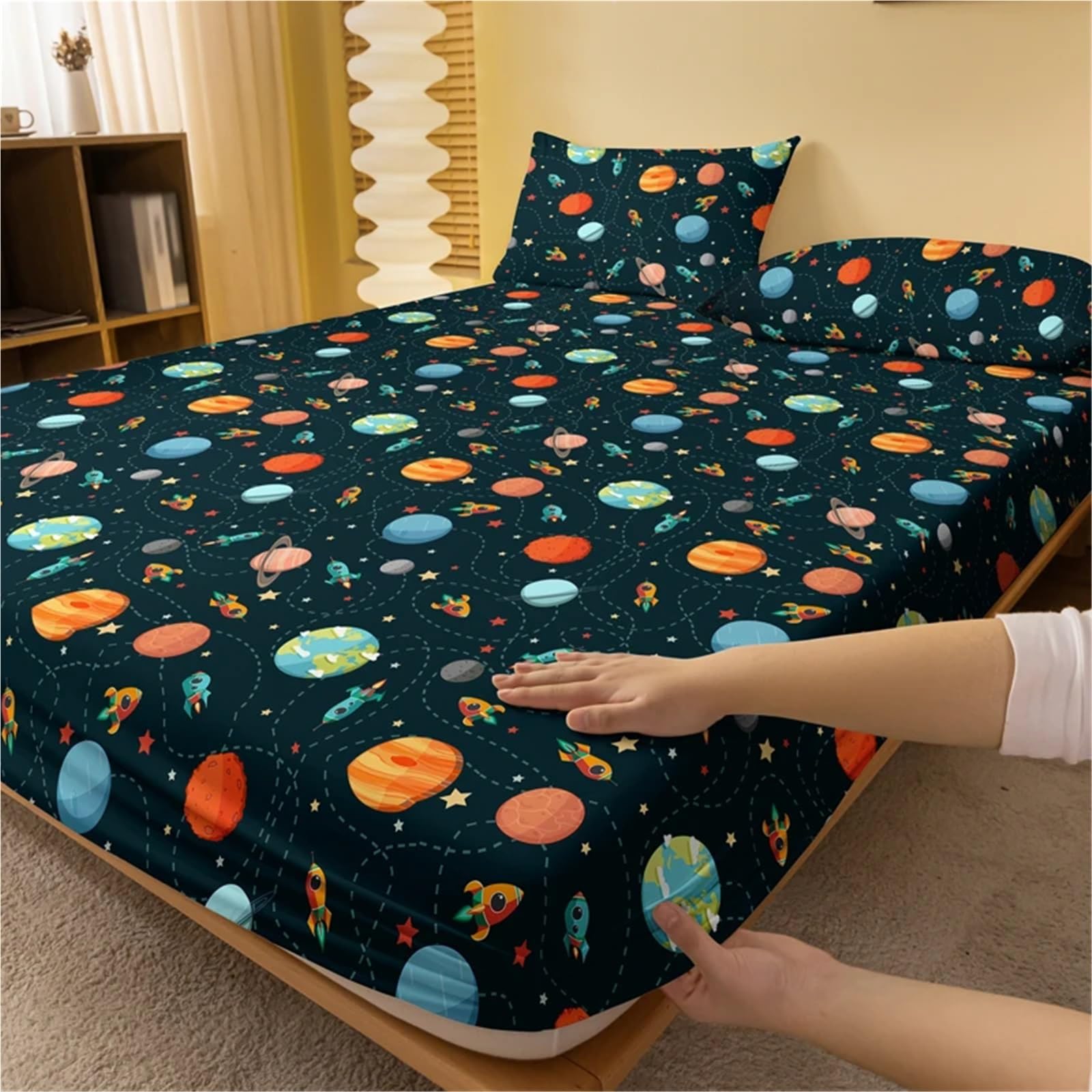 sábana encimera Estampada 1 sábana Bajera Mate con Estampado Divertido de Dibujos Animados, Funda Cama for Dormitorio, Ropa (sin incluir Fundas Almohada)(90x200cm)