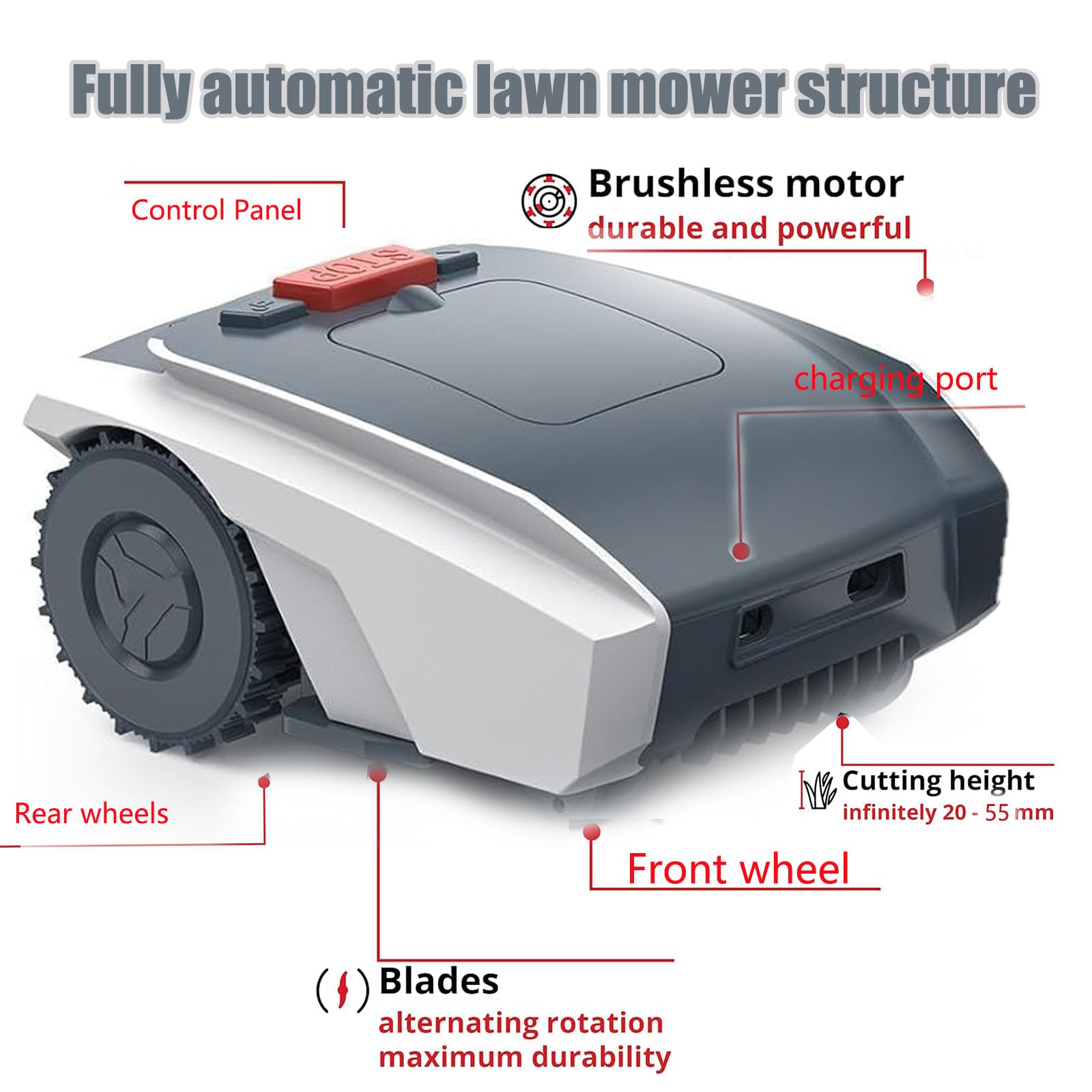 Cortacésped robótico automático, cortacésped robótico para Jardines pequeños de hasta 1000 m² para césped Bien Cuidado con Control de aplicación ultrasilencioso