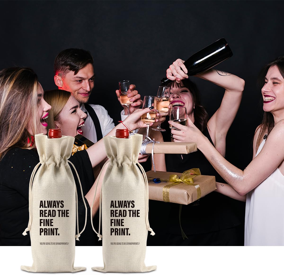 Funny Baby Announcement Wine Bag, Pregnancy Announcement for Grandparents, Pairs well with being Grandparents, Gift for Aunt, Uncle - Image 4