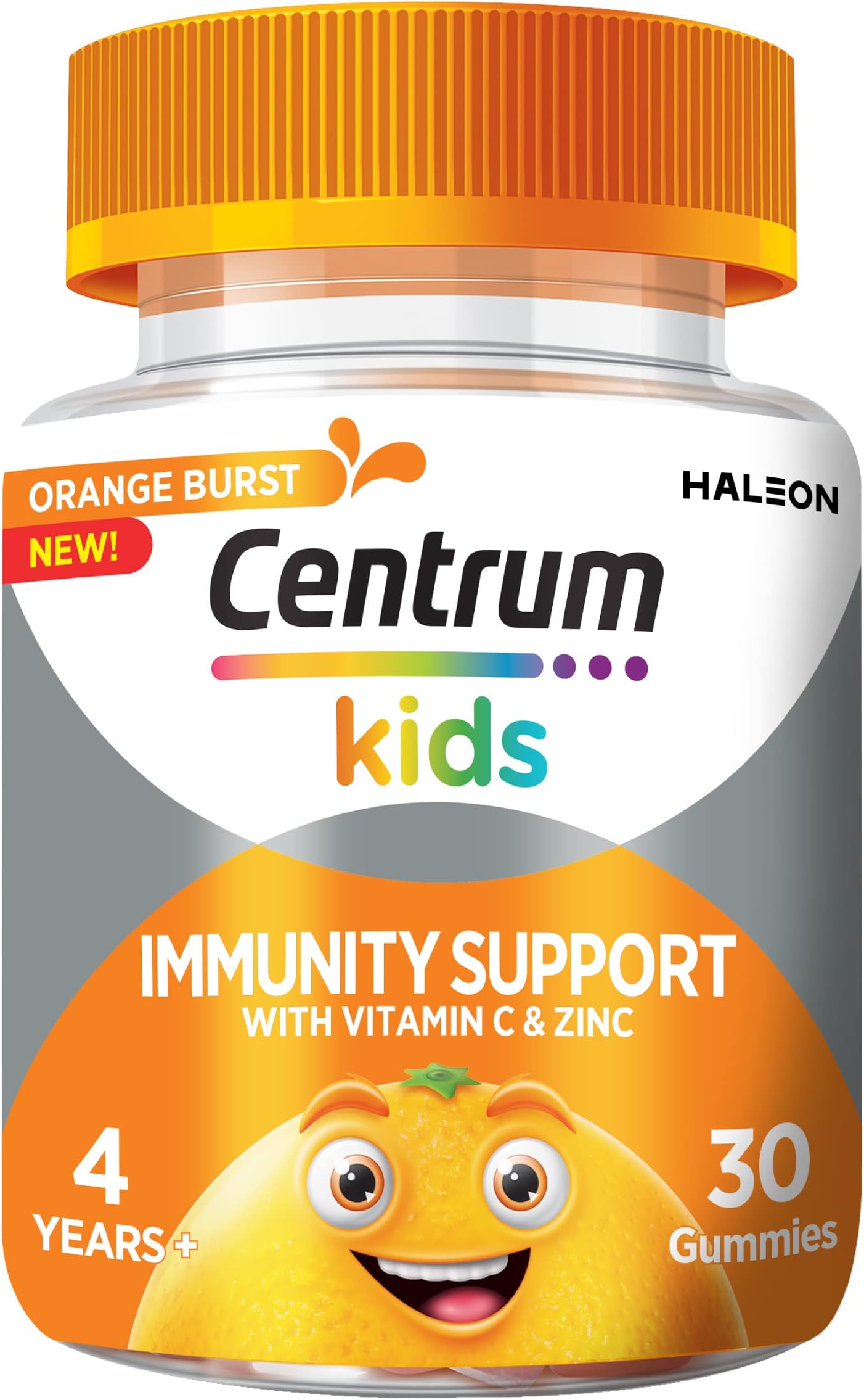 Immunity Support, gummy multivitamins for kids, with key vitamins, includes vitamin D, A, and C, Orange Natural Fruit Flavour, 30 Chewable Gummies