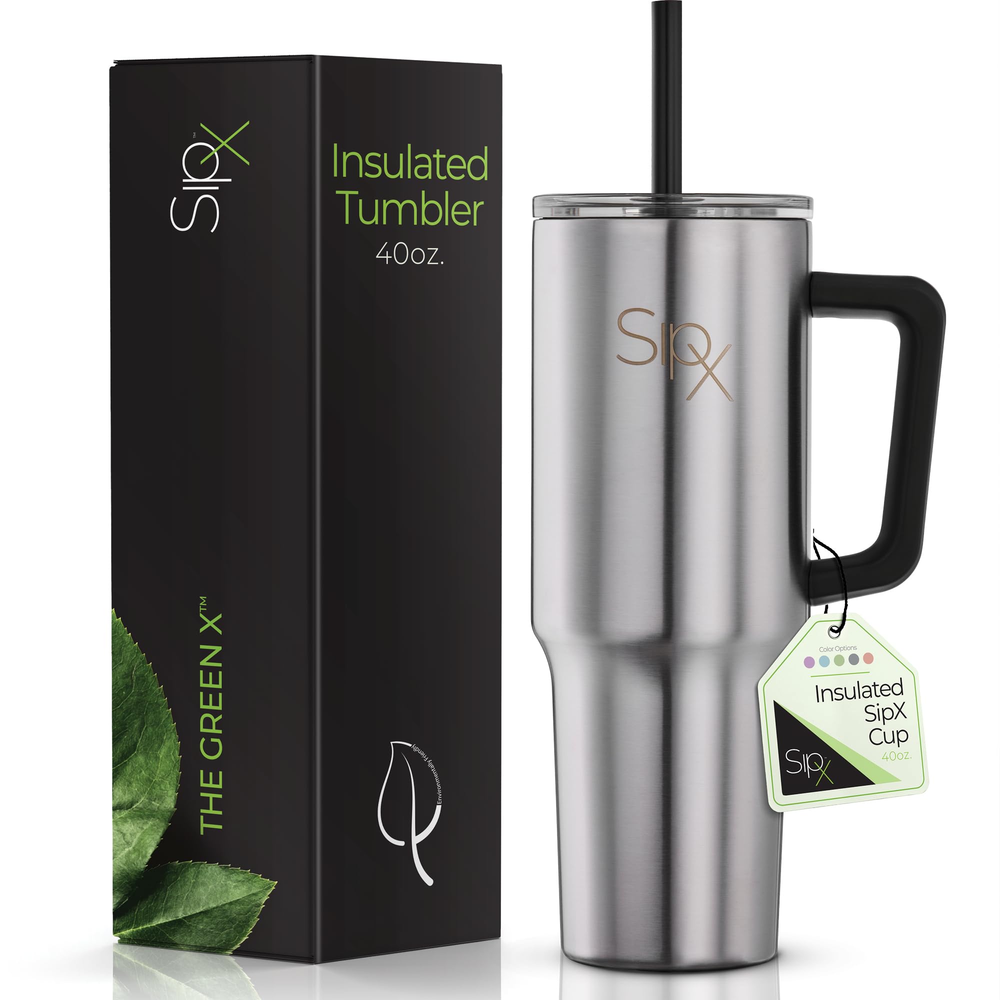 SipX 40 oz Insulated Tumbler with Handle & Straw