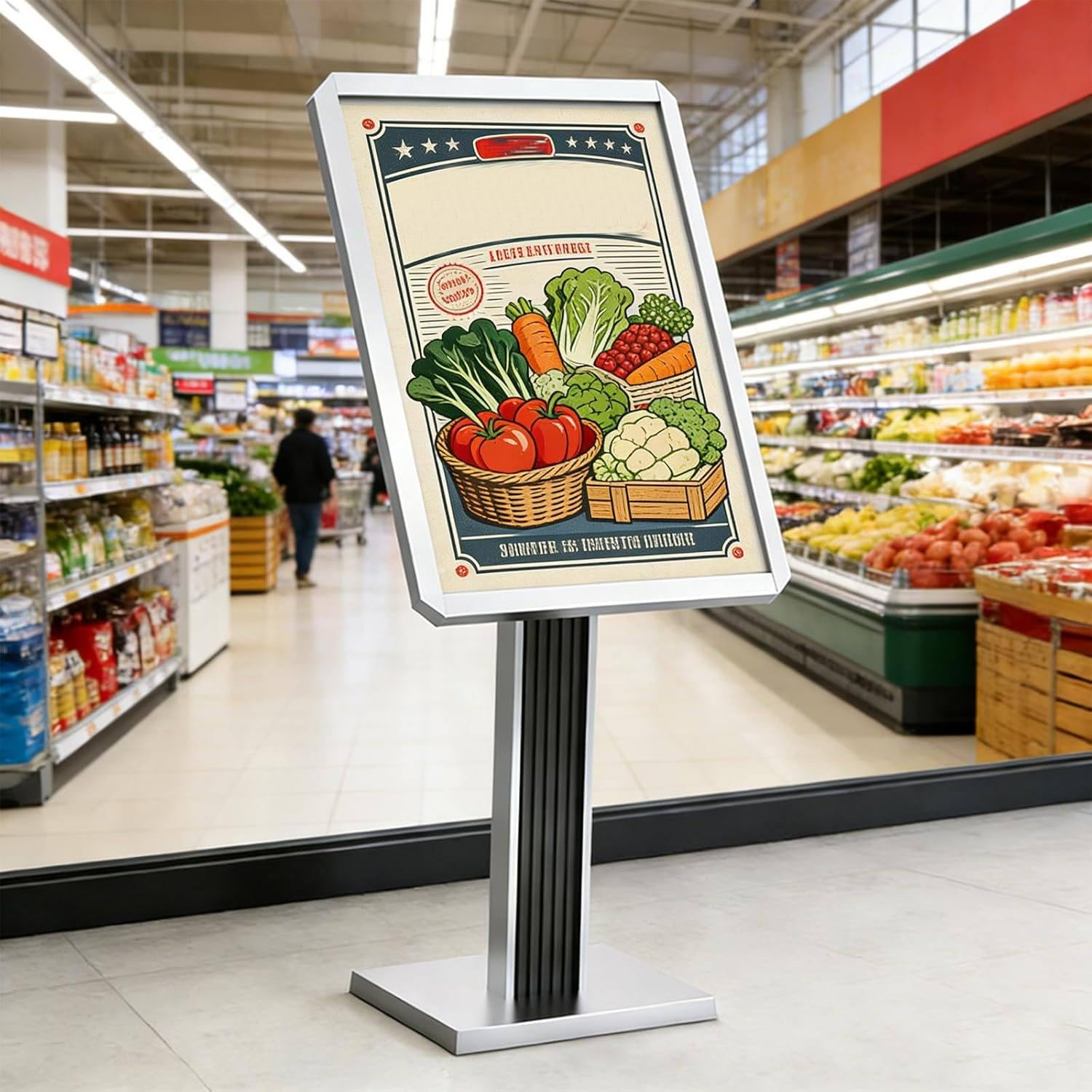 HajMyrdonyx Heavy Duty Pedestal Sign Stand Horizontal/Vertical Adjustable, Menu Poster Message Advertisement Display Holder, Large Horizontal Menu Display Stand with Weighted Base Grey-50 * 70cm