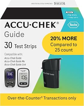 Accu-Chek Guide Glucose Test Strips for Diabetic Blood Sugar Testing Pack of 30