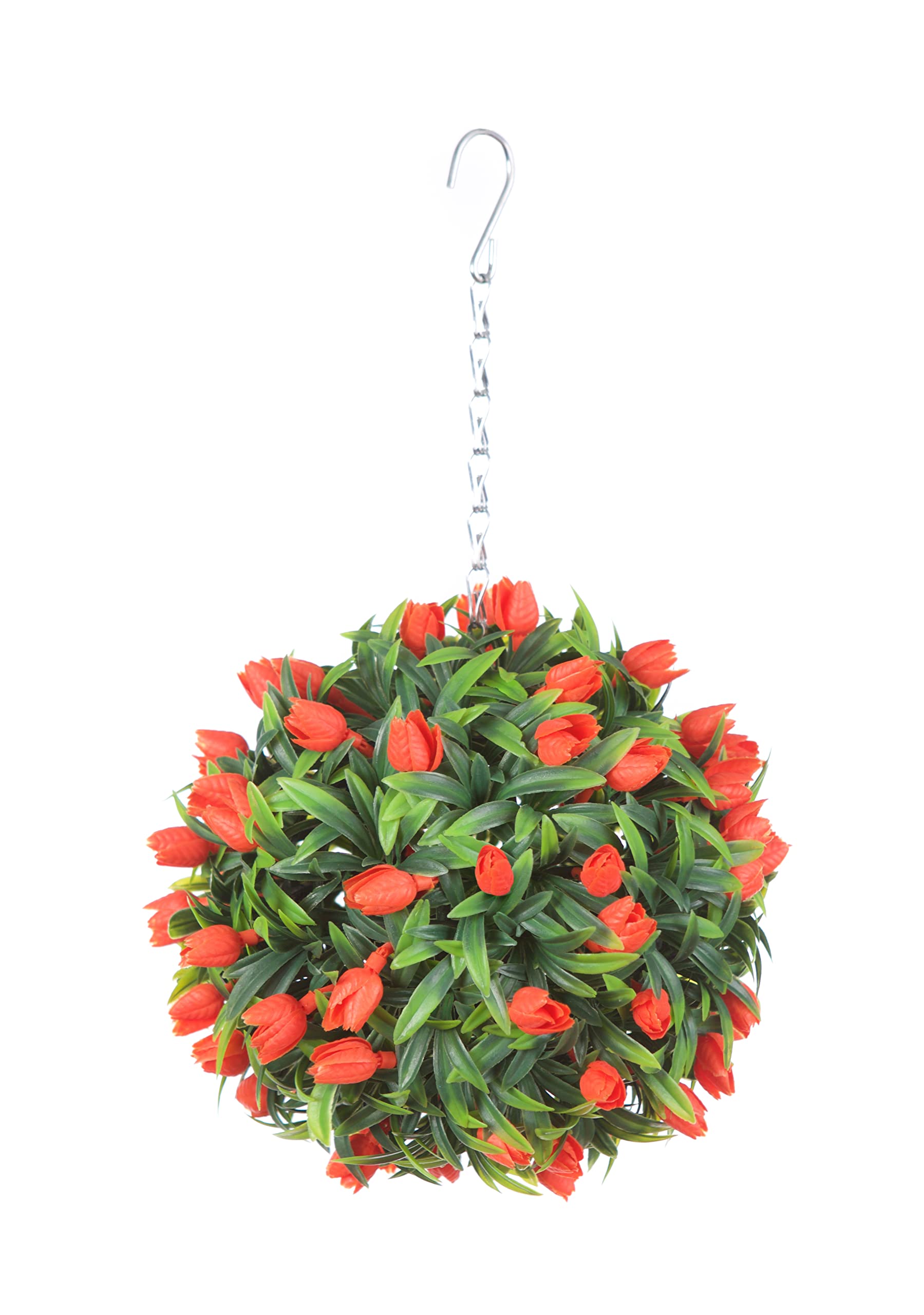 Best Artificial Orange Tulip Flower Ball Lush Long Leaf Topiary Grass (24Cm, )