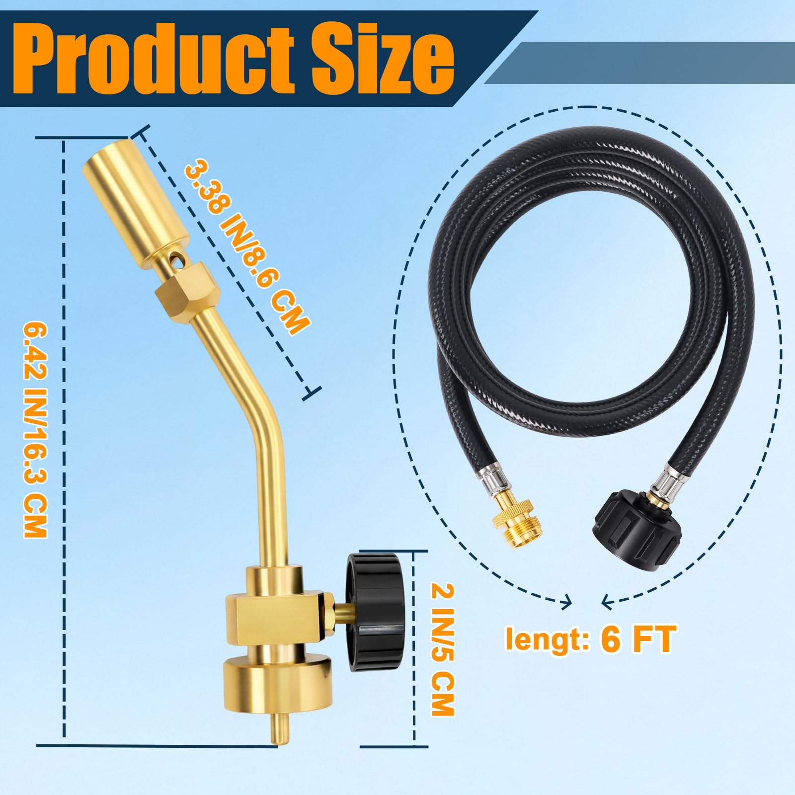Brass Propane Torch Head Kit - 1lb to 20lb Adapter -2
