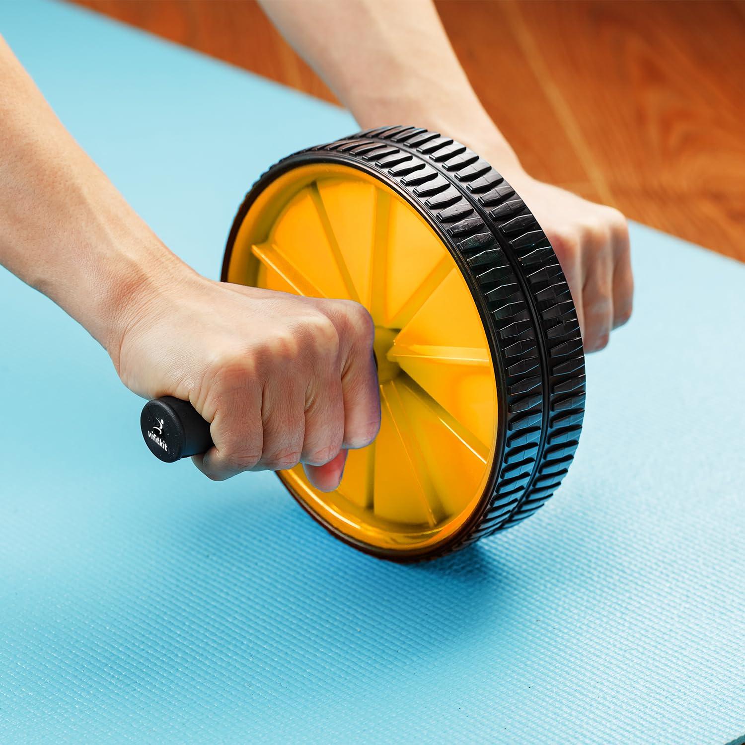 Vifitkit Abs Wheel Roller With 6mm Knee Mat, Stainless Steel Rod, Gym Equipment For Abs Building, Ab Roller For Men to Strengthen Core Muscles, Tone Arms, Shoulder, Back (Black and Yellow) (B0CQP25YJ2) Amazon Price History, Amazon Price Tracker