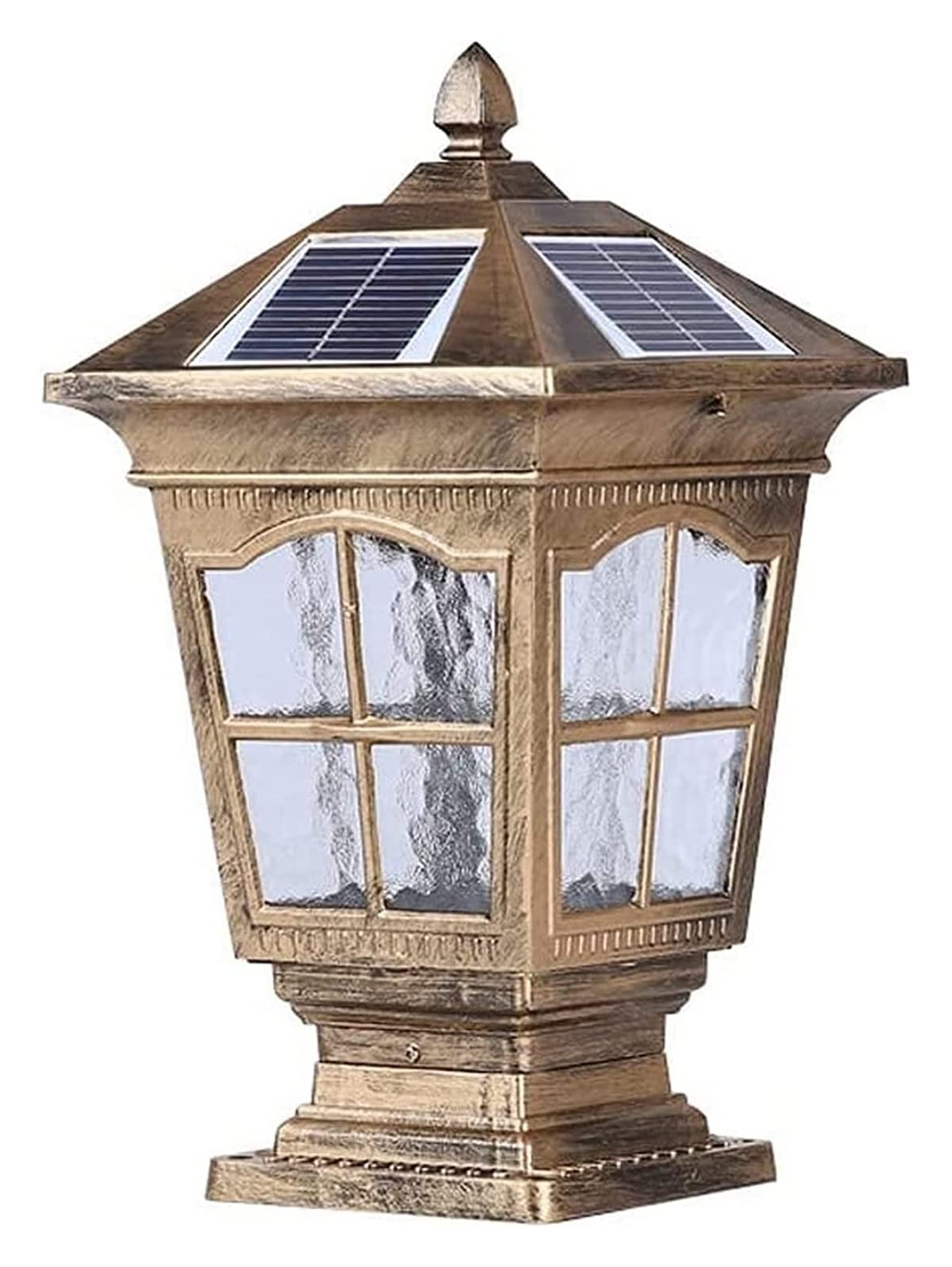 ZXTIIEUF Courtyard Light Post Light Solar Outdoor Waterproof E27 Post Lights Villa Garden Door Column Wall Lamp Aluminum Home Villa Decor Pillar Lamp Black Warm Light Street Lamp(Brass,Light)