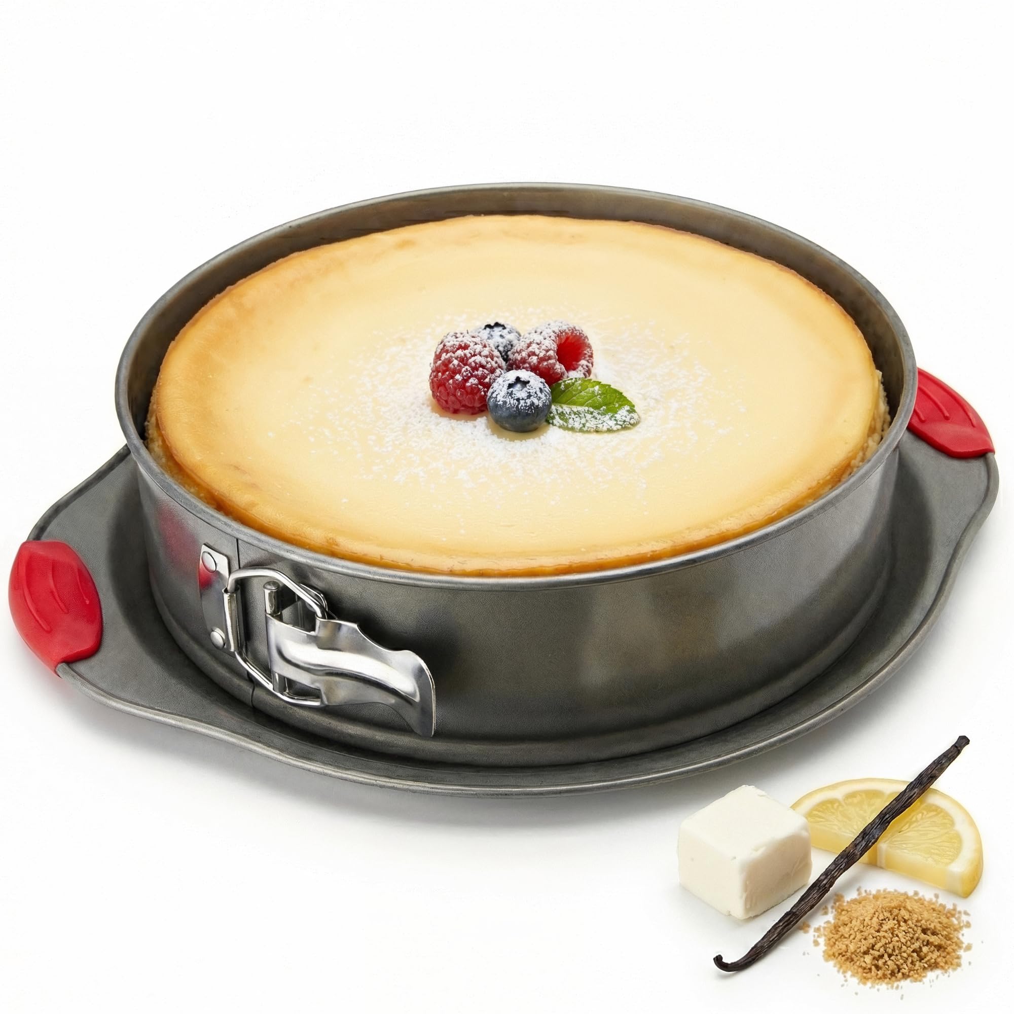 10 Inch Nonstick Springform Pan, Professional Spring Form and Cheesecake Baking Mold, Leakproof Cake Pan with Silicone Handles