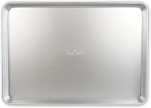 USA Pan Bakeware Traditional Aluminized Steel Uncoated Extra Large Baking Sheet Pan, Made Without nonstick Coating