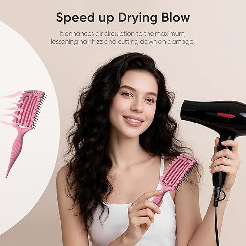 Miniatura 5 de AM800 Cepillo definidor de rizos, cepillo de pelo rizado para dar forma y separar, añadir volumen, diseño ventilado para secado con secado, para