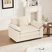 Vista 153 de Sofás seccionales grandes de 115.34" para sala de estar, sofá de pana color camel de asiento profundo de 3 plazas en forma de L, sofá seccional