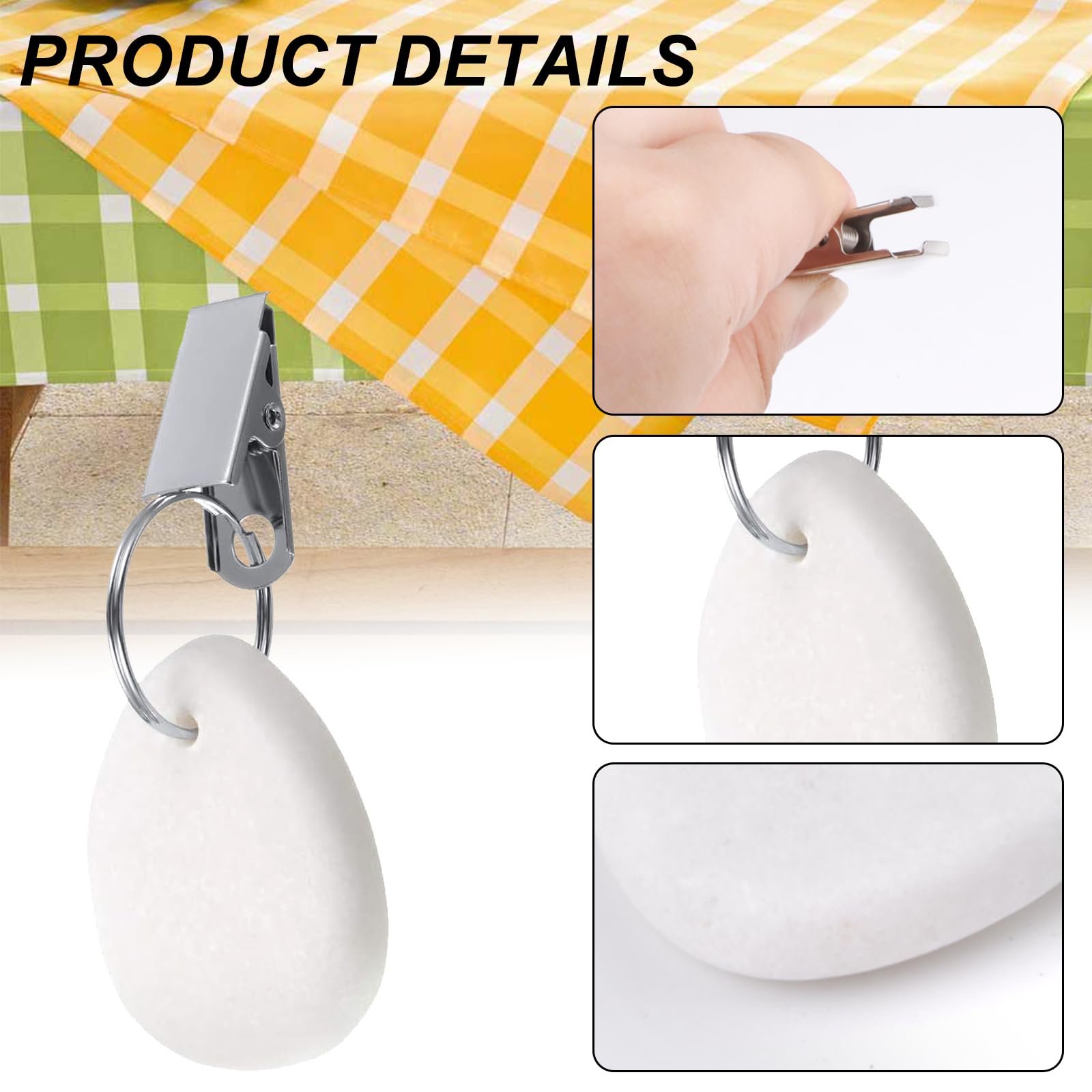 Set 8 Pesi Per Tovaglia In Marmo Naturale - Forma A Goccia Con Clip, Per Esterno E Interno, Decorazione Tavola - Foto 7