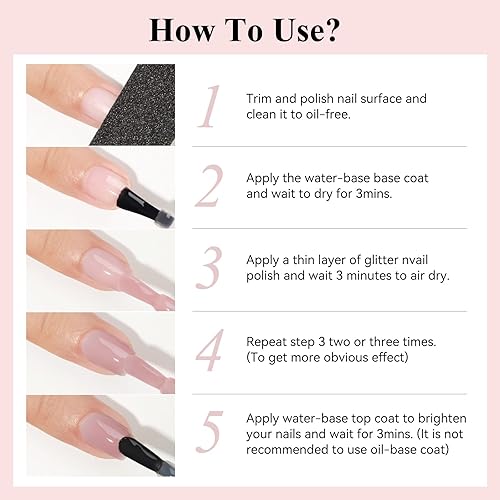 Miniatura 8 de Esmalte de uñas de secado rápido, secado rápido, esmalte de uñas transparente color nude regular, esmalte de uñas holográfico de alta cobertura,