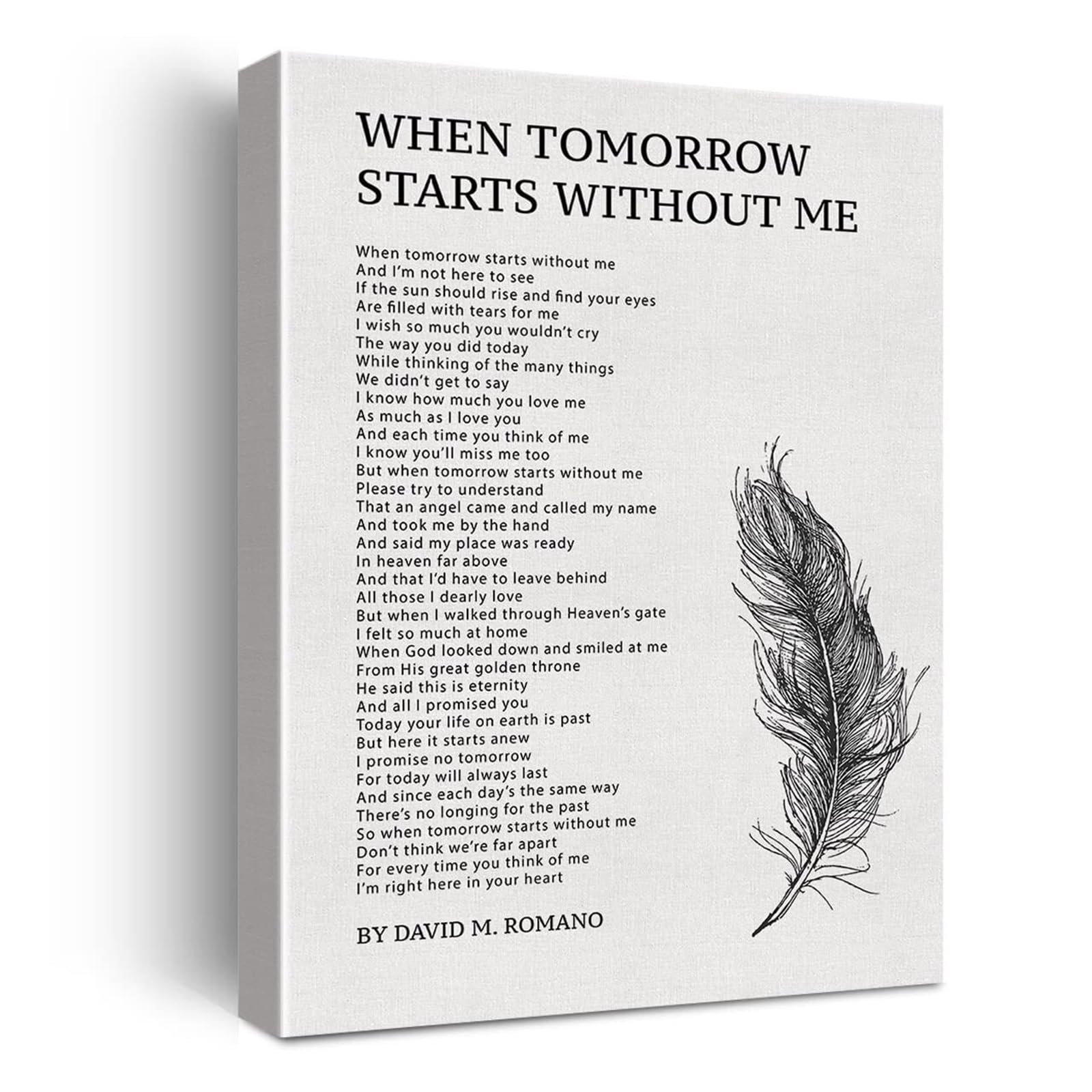 VWWJCCRO When Tomorrow Starts Without Me Canvas Wall-Art Remembrance Quote Poetry Print for Sympathy Home Decor Memorial Gift(Framed,08x12inch(20x30cm))