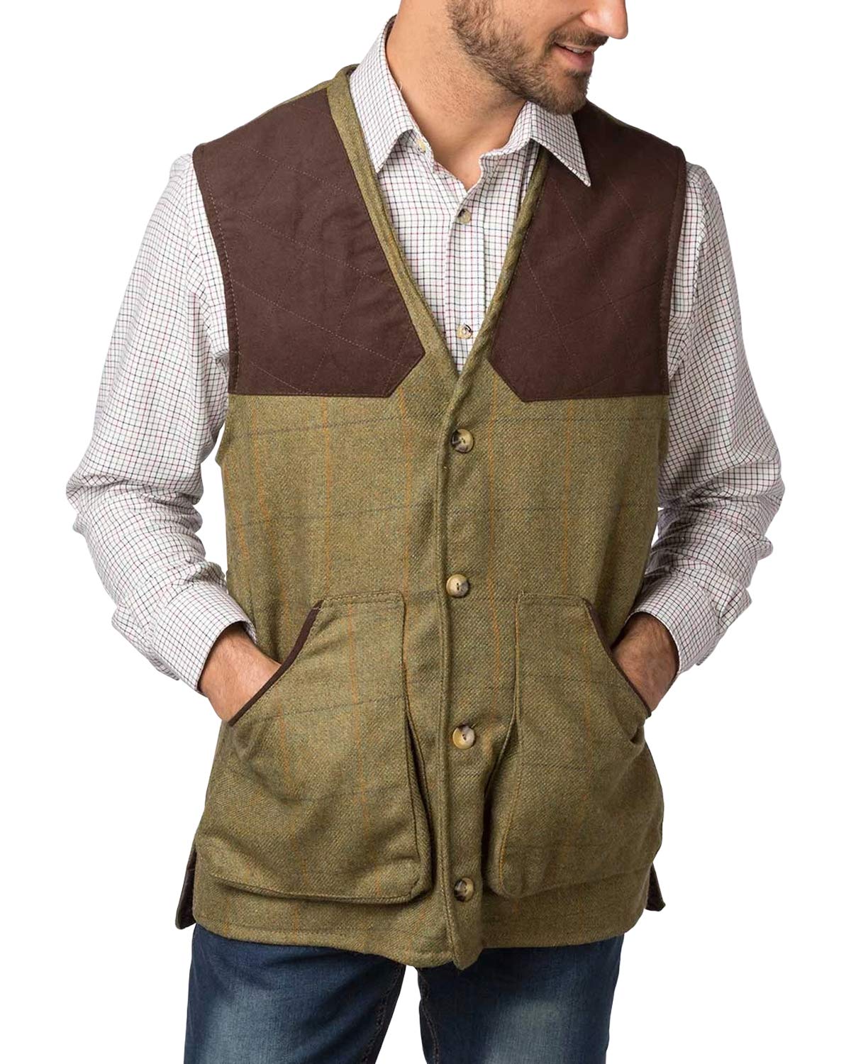 Rydale Men's Danby Tweed Shooting Waistcoat Outdoor Country 100% Wool Gents Gilet Bodywarmer