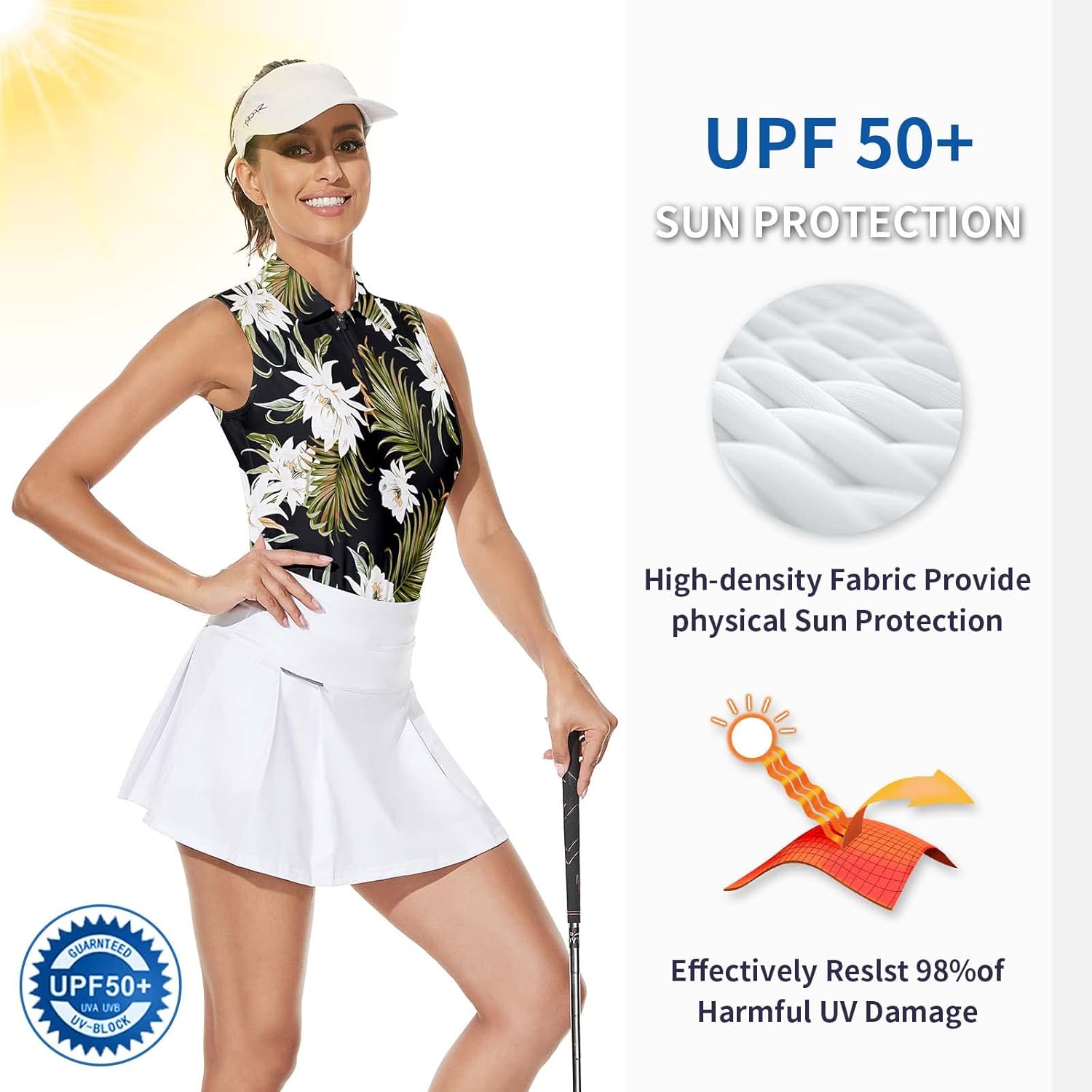 Soneven Womens Sleeveless Golf Shirt Moisture Wicking Athletic Golf Tank Top Printed Polo Tennis Shirts (XS-3XL) - Image 4