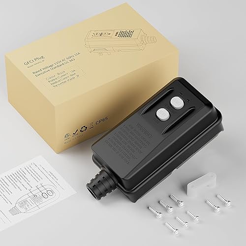 Miniatura 7 de Ensamblaje de enchufe de repuesto GFCI, reinicio automático de 15 amperios, 3 cables, 3 clavijas, impermeable, interruptor de circuito de falla a