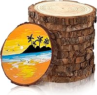 Vista 13 de FSWCCK Paquete de 6 rodajas de madera redondas naturales sin terminar, círculo de madera de 7-8 pulgadas, losas de madera grandes para centros