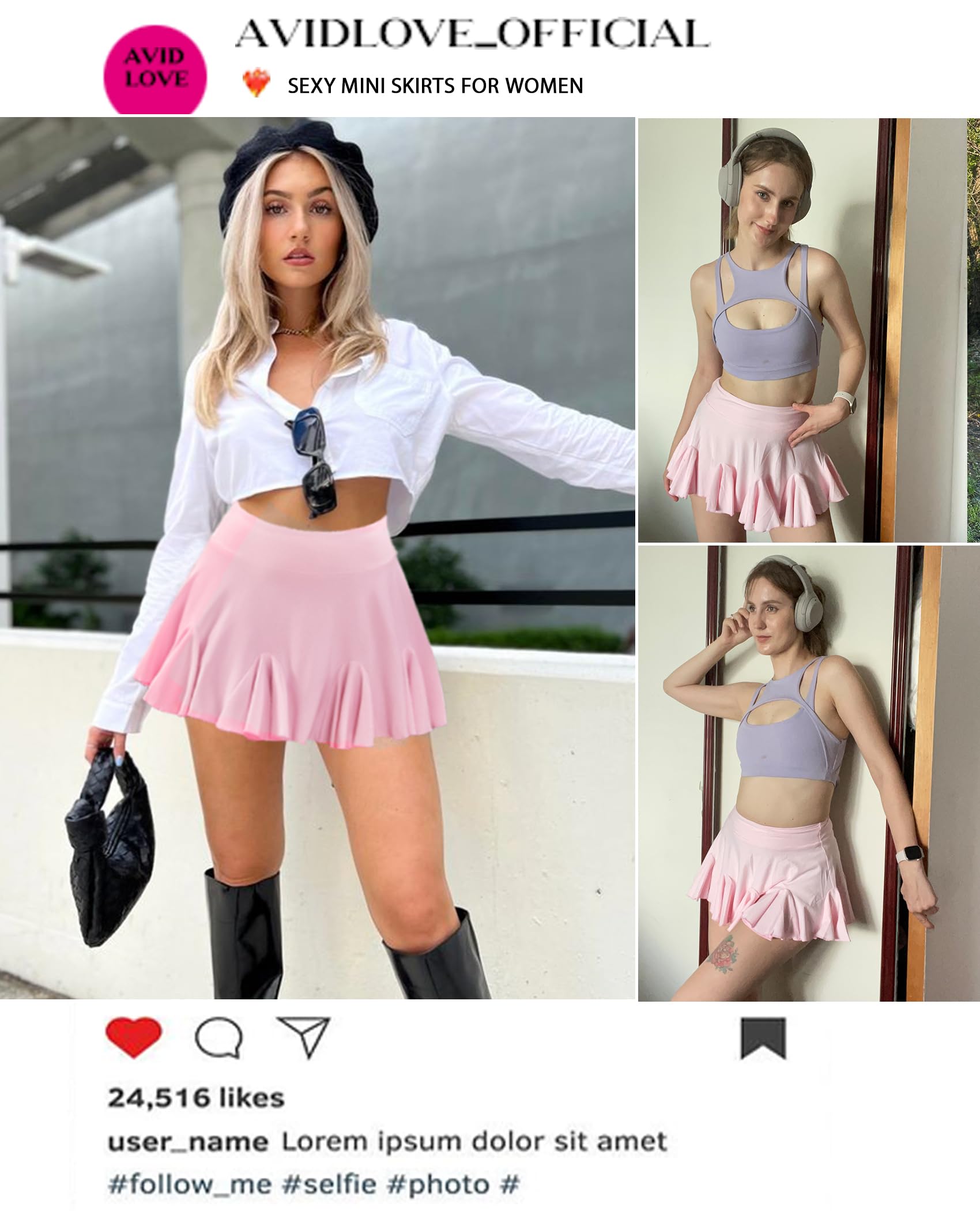 Avidlove Mini Skirt for Women Sexy Pleated Skirts High Waist Skater Skirt Ruffle Lingerie Skirts: Large Blue Plaid