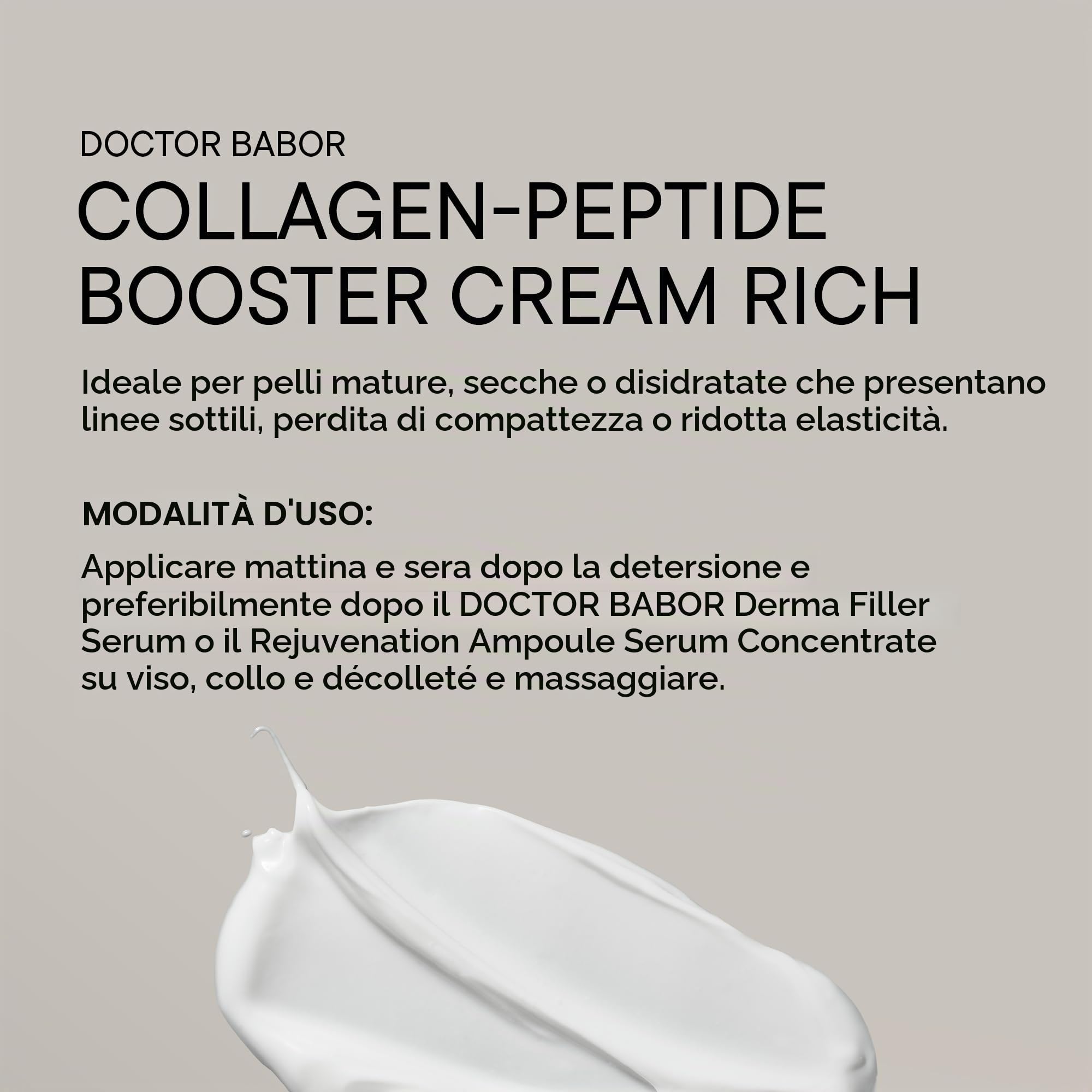 DOCTOR BABOR Collagen-Peptide Booster Cream Rich | Ricco trattamento anti-età per pelli esigenti | La crema idratante intensiva ha un effetto rivitalizzante e rassodante | vegano | 50ml