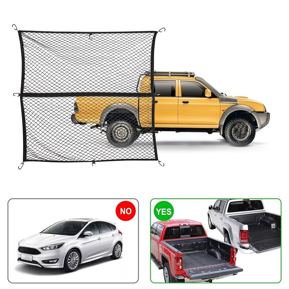 Rete di Carico per Pick-up per Cassone Camion 4,10' X 3,80' Estensibile Fino A 7,0' 6,5' Organizer in per Bagagliaio Auto Rete Portaoggetti Tasca Organizer