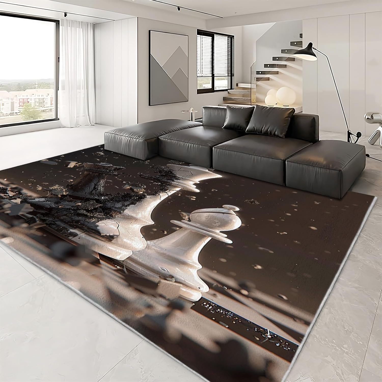 Washable Area Rug 2x3ft Soft Living Room Rugs International Chess Rug Carpet for Bedroom, Non Slip Low-Pile Distressed Rug for Bedroom Dining Room Entryway Dorm Kitchen