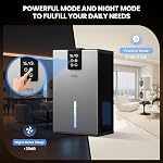 PSOS Dehumidifier, 98 OZ Water Tank, Dehumidifier for Home 1000Sq.Ft Quiet Dehumidifiers for Basement, Bedroom, Bathroom, RV with Humidity Display, Auto Shut Off, Relaxing 7 Color Ambient Light(Gray)
