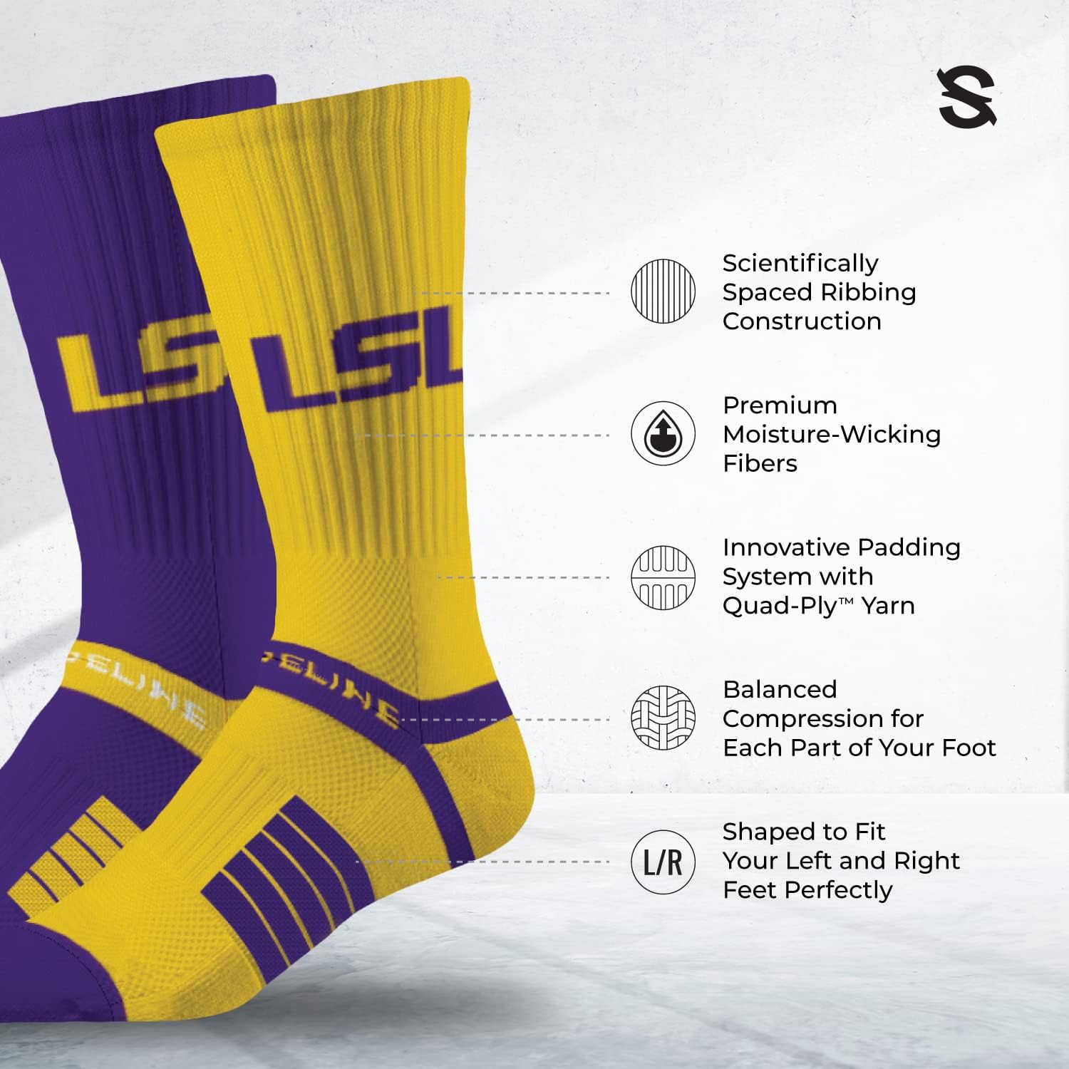 Strideline NCAA Mens Premium Knit Crew Socks-Home & Away 2 Pack-One Size Fits Most - Image 2