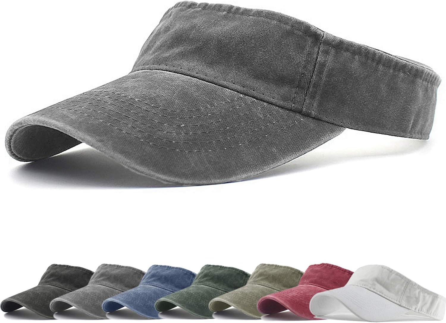 Sports Sun Visor Hats Cotton Twill Ball Adjustable Sun Caps for Men Women, #1 Gray N, One size