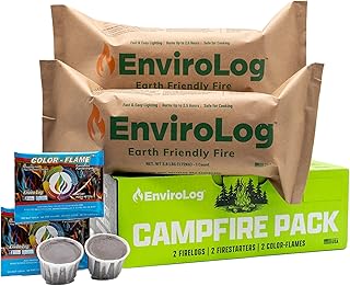 EnviroLog Campfire Pack, 2 Fire Logs, 2 Fire Starters, and 2 Color Flames, for Indoor or Outdoor Fireplace, Fire Pit, Bonfire, and Camping – Safe & Sustainable