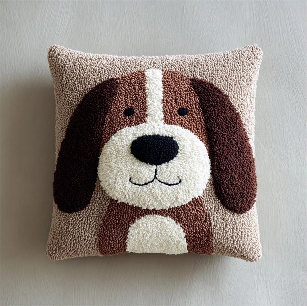 kitphoenix Pre Printed Latch Hook Pillow Kit Puppy