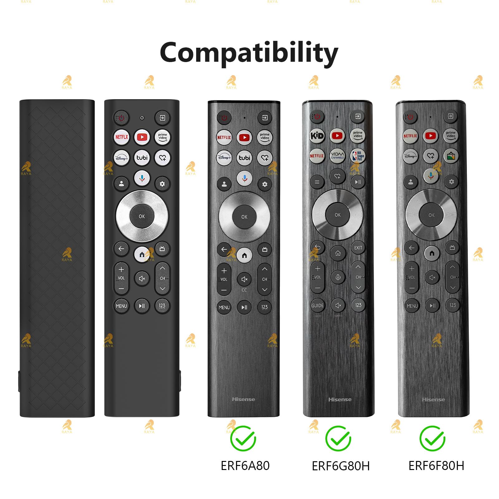 RAYA Silicone Cover Compatible with 2026 Hisense TV Remote E7Q Pro / E7S Pro / U6N Pro Model TV Remote Protection Case (Black) — Amazon image 2