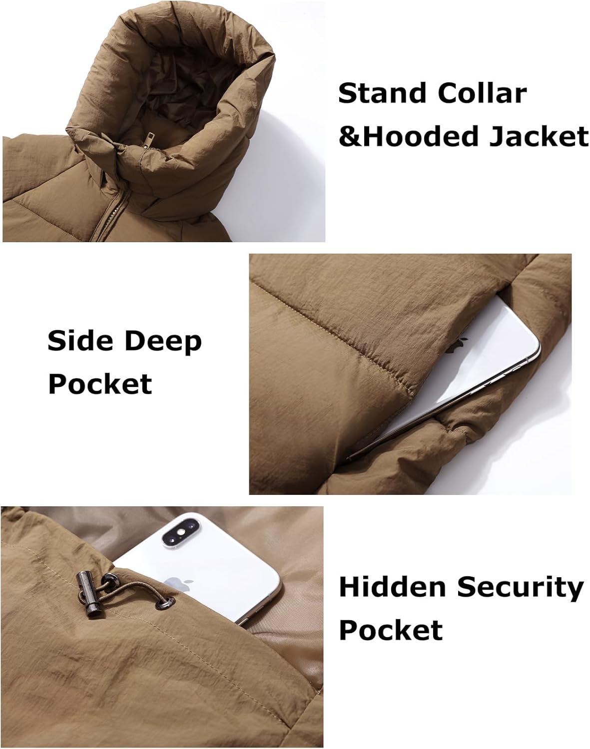 Flygo Womens Hooded Quilted Puffer Jacket Mid-Length Padded Warm Winter Heavyweight Coat Outerwear - Image 6