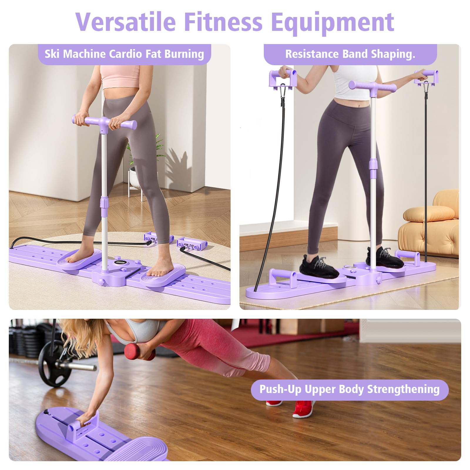 JAOGAUS Reformer Pilates Machine à Ski Pliable, Planche Abdominaux, Machine Sport Maison
