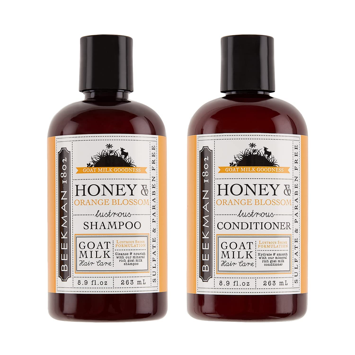 Beekman 1802 - Honey & Orange Blossom Hair Care Set - Color-Safe Shampoo (8.9 oz) & Conditioner (8.9