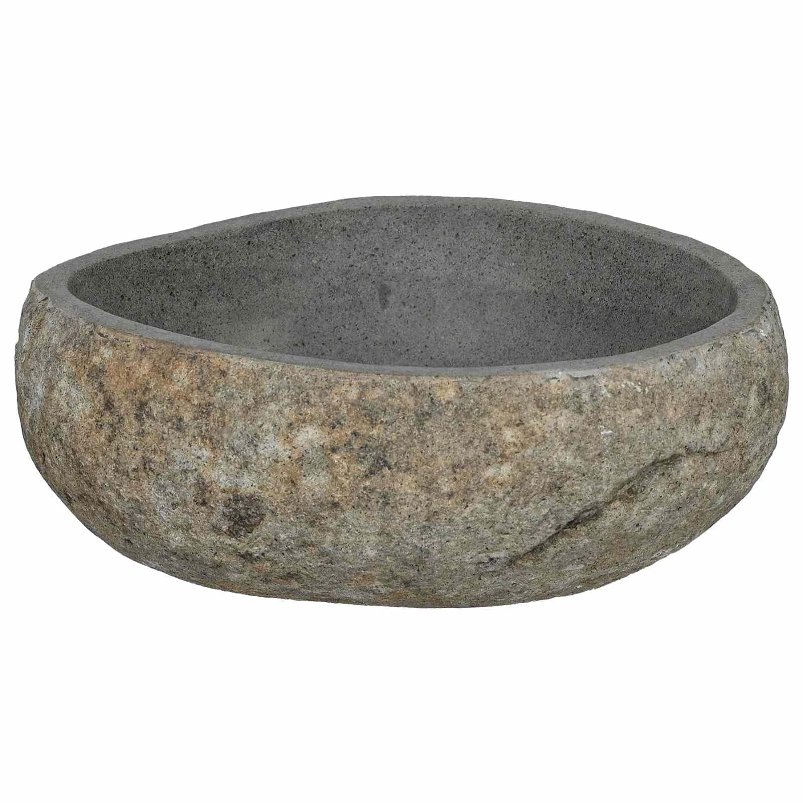 vidaXL Riverstone Basin Light Grey 45 x 35 x 15 cm River Stone, Stylish Bathroom Fixture, Oval Riverstone Washbasin, Polished Light Grey Sink, Durable Indoor Stone Vanity Basin
