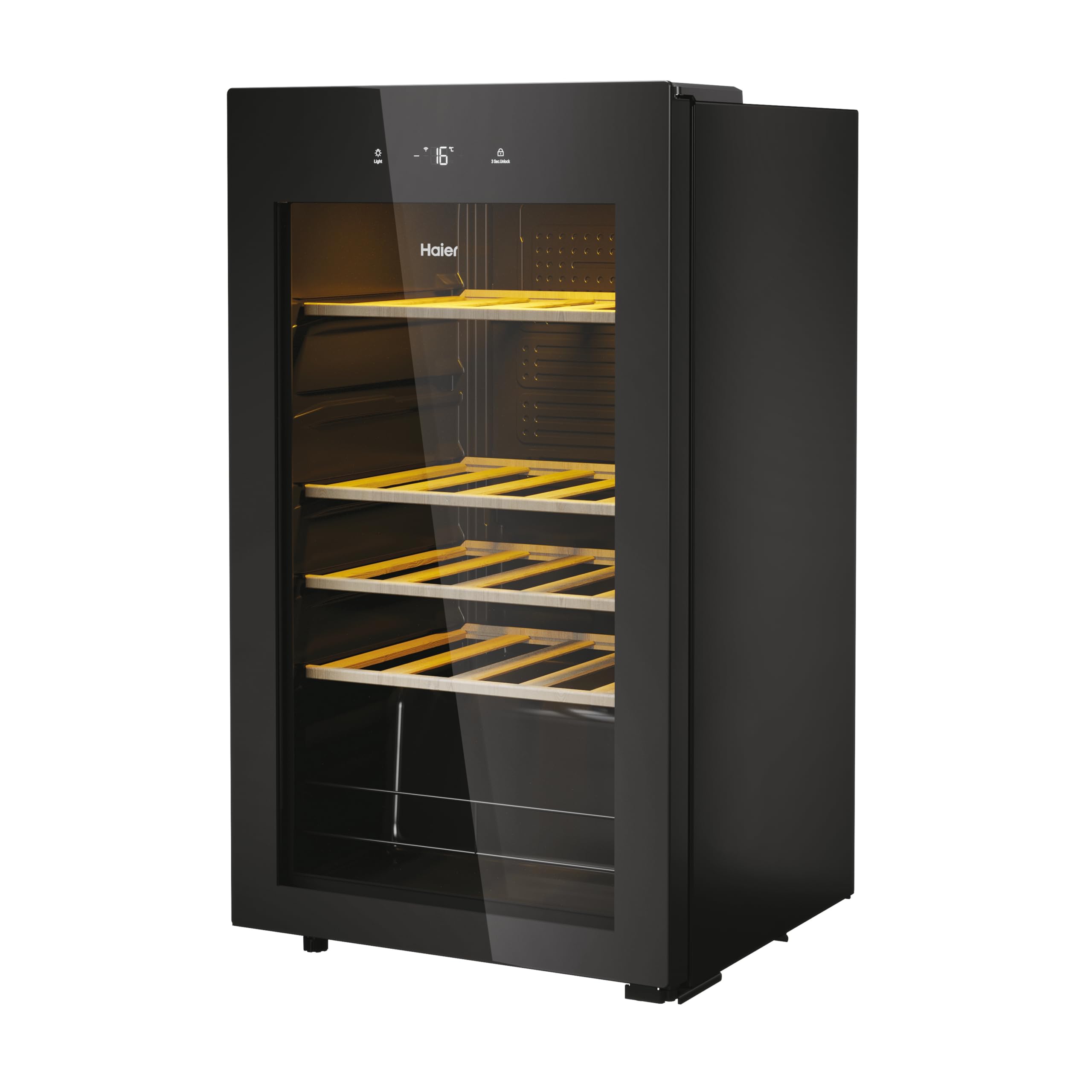 Haier Cantina Vino, Wine Bank 50 Serie 3, 34 bottiglie, 37 dB, Connessa, Vetro Anti-UV, Monozona, Classe G, AxLxP 85x47,5x45,6 cm, Nero - HWS34GGH1