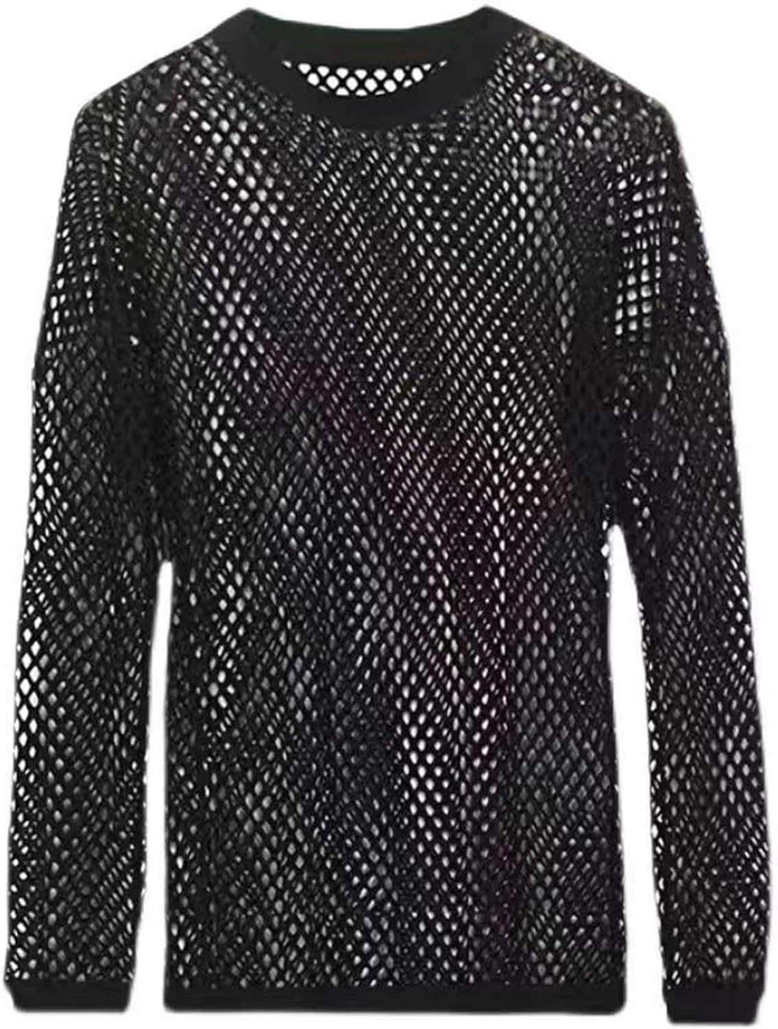 Ymosrh Men's Long Sleeve Shirts Fishnet Shirt Top Mesh Transparent Muscle T-Shirt Net Undershirt Top T Shirt, M-4XL