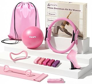 Home Pilates Ring and Ball Set for Women with 5 Resistance Bands 13 inch