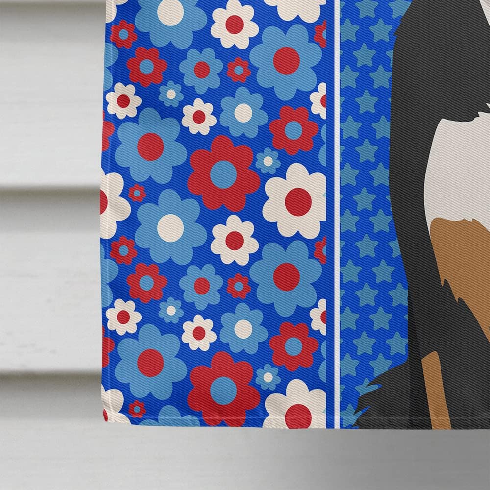 Caroline's Treasures WDK5136CHF Tricolor Border Collie USA American House Flag Large Porch Sleeve Pole Decorative Outside Yard Banner Artwork Wall Hanging, Polyester, House Size, Multicolor