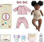 BABESIDE Lifelike Reborn Baby Dolls Black Girl- 20 Inch Soft Body Realistic-Newborn Handmade Real Life Baby Dolls with Clothes and Toy Gift for Kids Age 3+