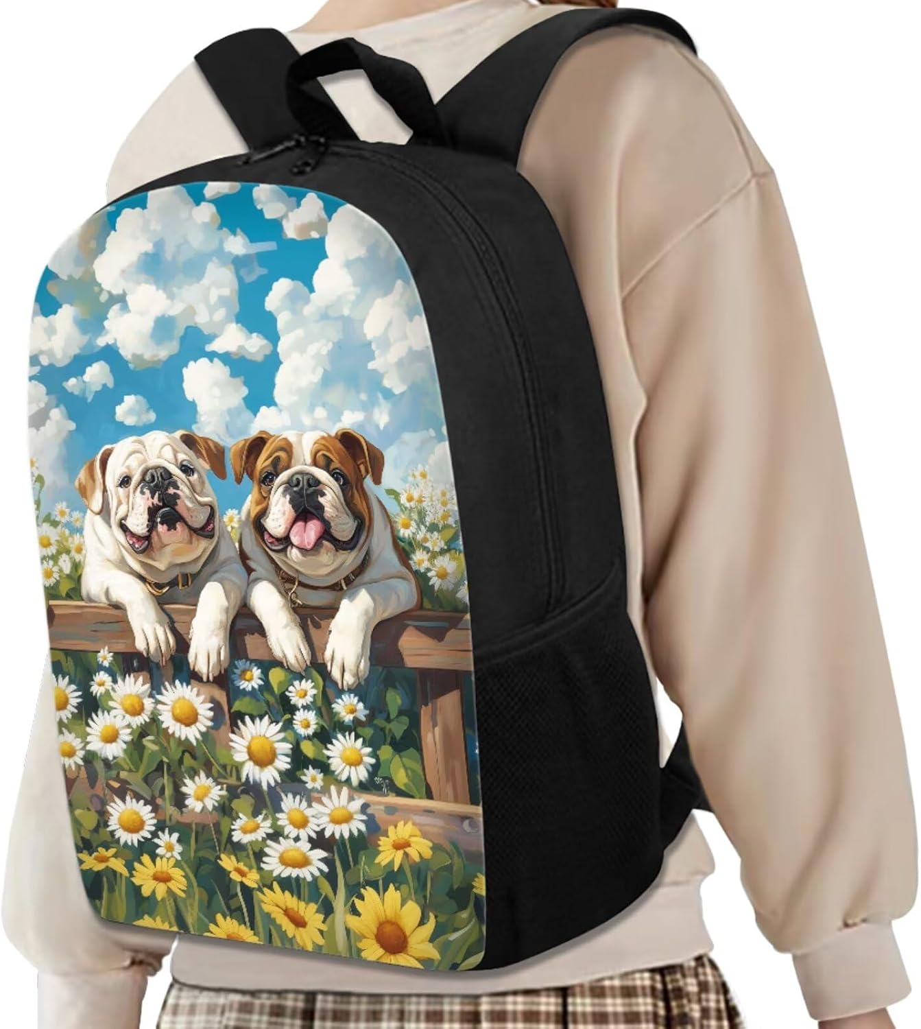 Jeiento Cute Pug Dog Backpack 3 In 1 Kids School Bag with Insulated Lunch Box Pencil Holder Pouch Back to School Supplies Teenager Boys Girls Elementary Students Bookbag