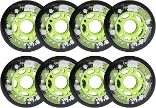 Inline Skate Wheels, Replacement Roller Skating Wheels Inline Skate Wheels (8-Pack) 72mm/76mm Indoor Outdoor Roller Skate Wheels,Intended for Roller Blade Wheel Replacement,Rollerblade Wheels,Black,7