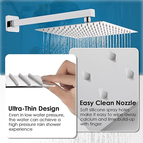 Miniatura 3 de Sistema de ducha de lluvia con boquilla de bañera, ducha de lluvia de 10 pulgadas y de mano, juego completo de válvula áspera y kit de molduras