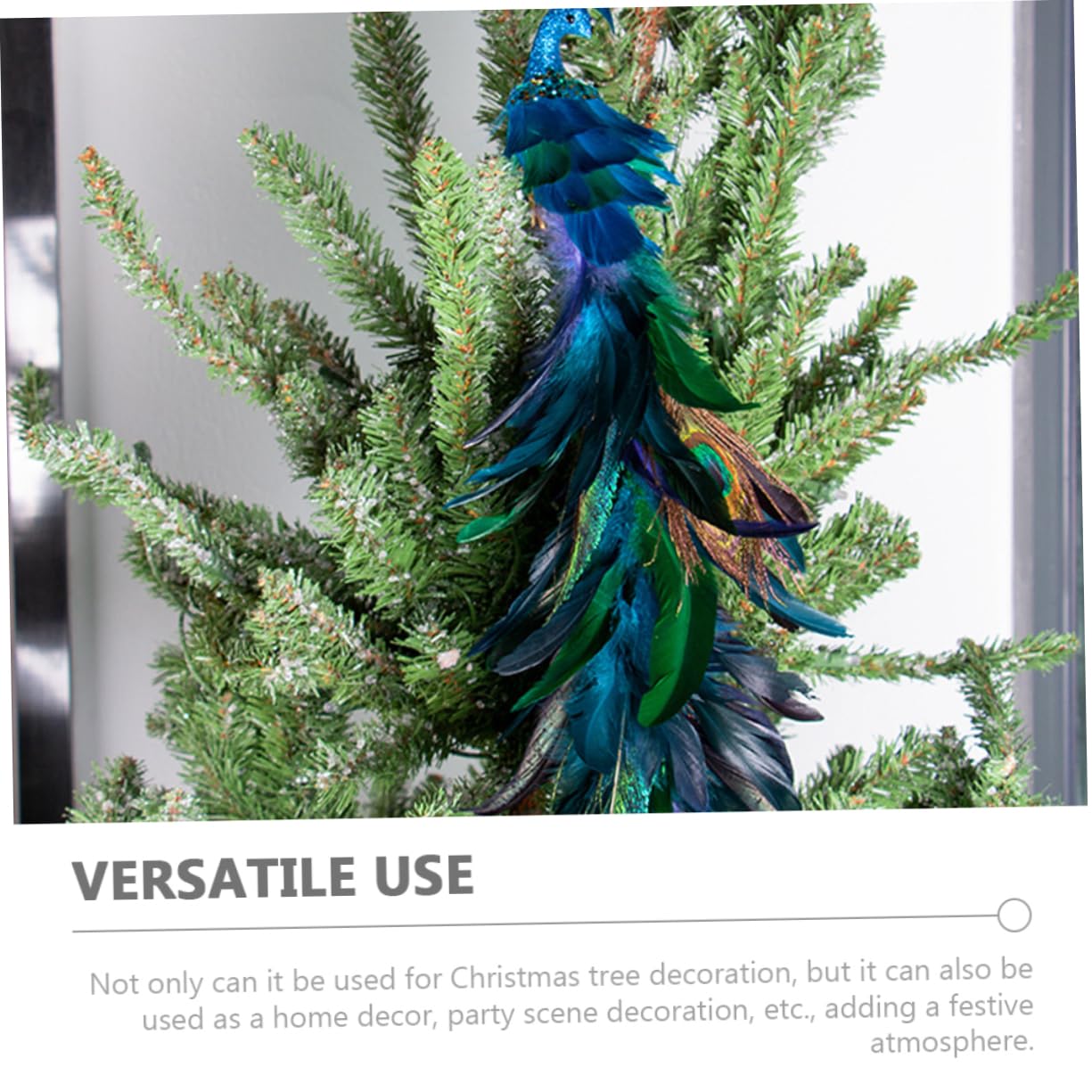 Alipis 2stücke Pfauen-Clip-Dekoration Glitzernd Baumschmuck mit Langem Schwanz Künstliche Vogeldekorationen für Weihnachtsbaum