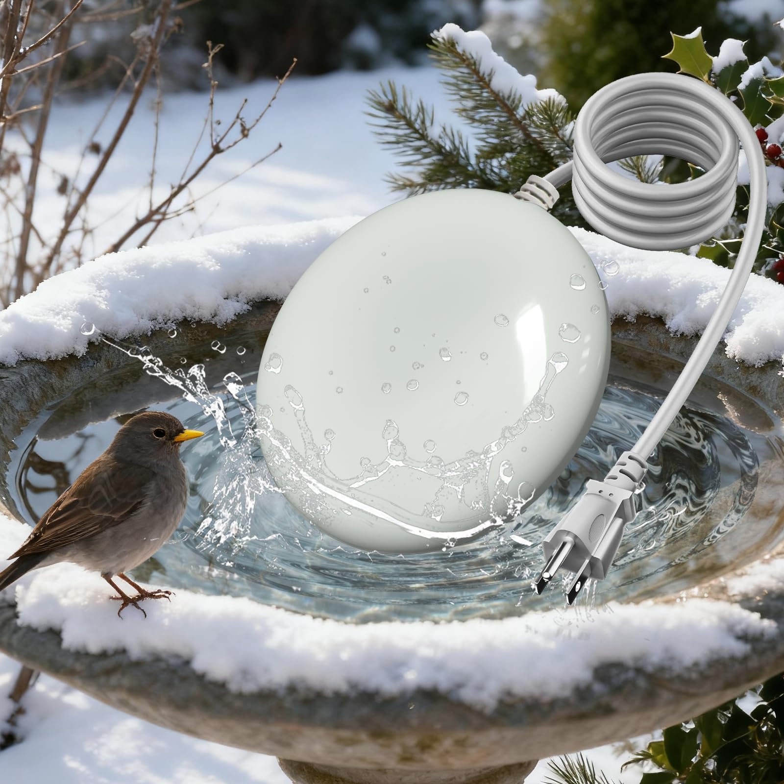 TIANCENTRAL H Vogeltränken-Heizung, 50 W, automatischer Vogeltränken-Enteiser für Vogeltränke und Wassernäpfe für Haustiere, Aluminiumguss, 55 ± 5 °C Thermostatkontrolle, 125 V sichere Heizung (1,5 m